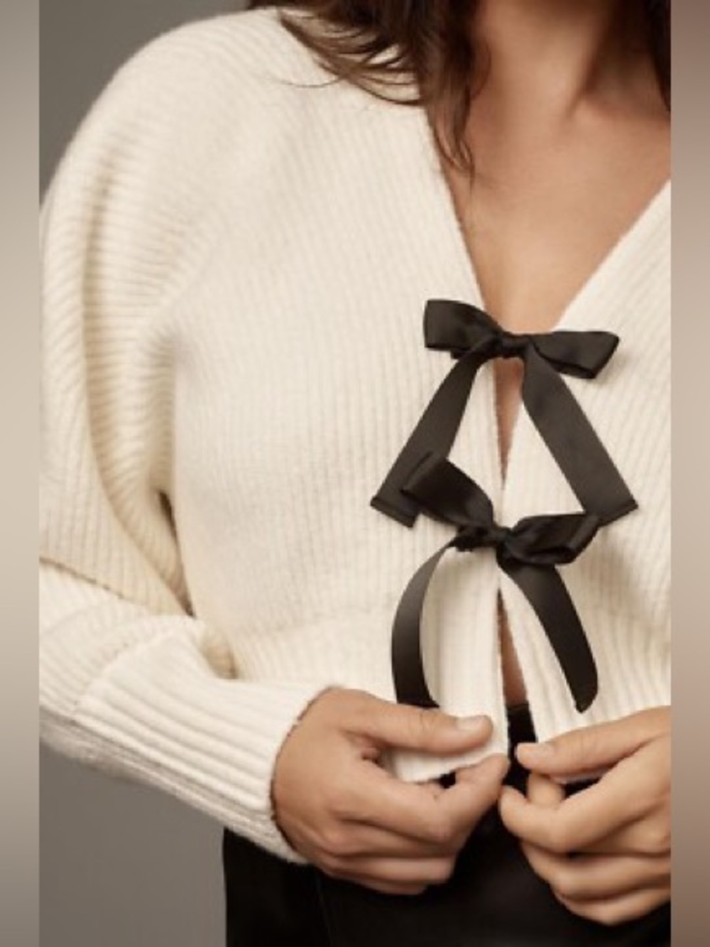 Anthropologie Rhea Bow-Front Crop Cardigan Sweater | XS